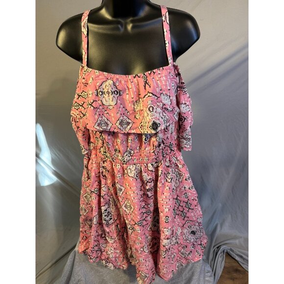 Torrid Womens Plus Size 0 0X Pink Ruffle Off Shoulder Dress Pockets Fit & Flare - Picture 1 of 4